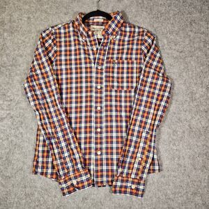 Abercrombie & Fitch Mens Red Plaid Muscle Button Down‎ Shirt Lumberjack Size S
